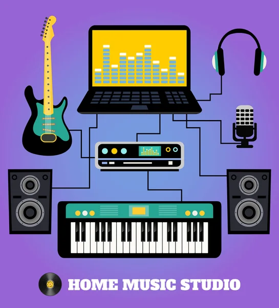 Thuis muziekstudio — Stockvector