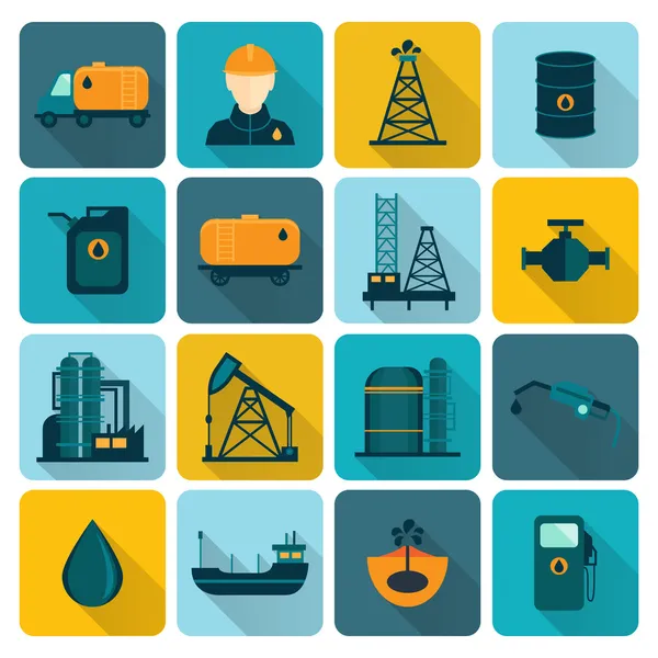 Oil Industry Flat Icons — Stock Vector