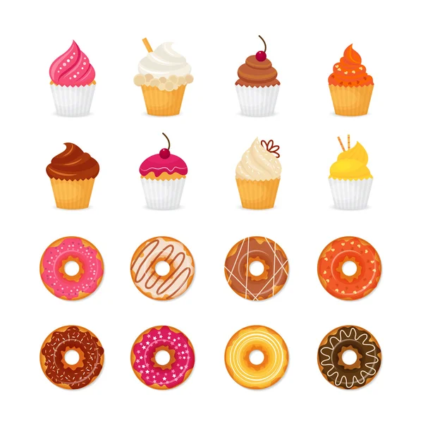 Donut cupcake pictogram — Stockvector