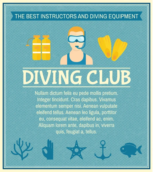 Potápěčský klub plakát — Stockový vektor