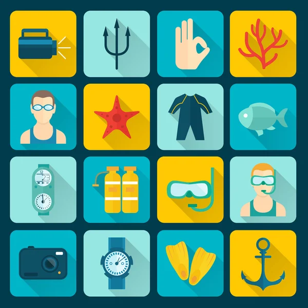 Diving Icons Set — Stock Vector