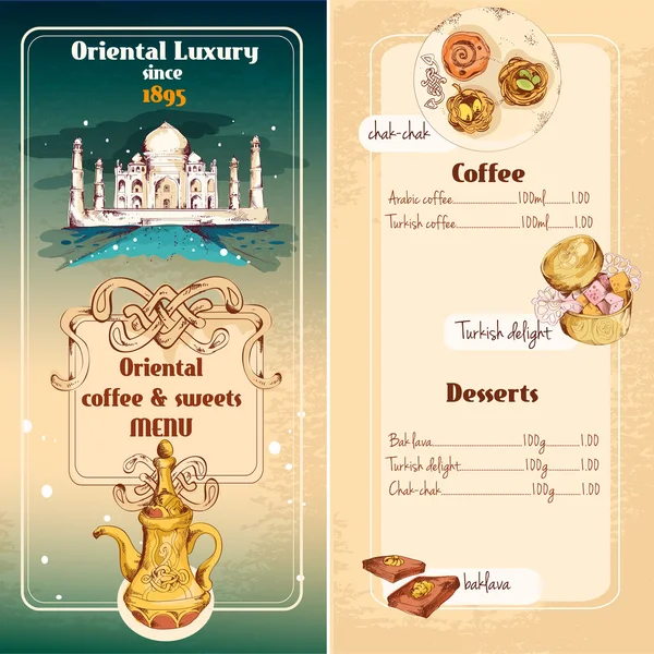 Oriental sweets menu — Stock Vector