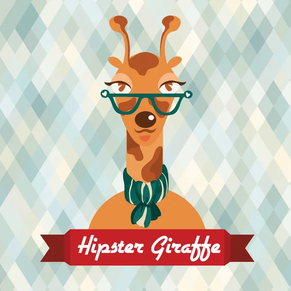 Hipster giraffe poster — Stock Vector