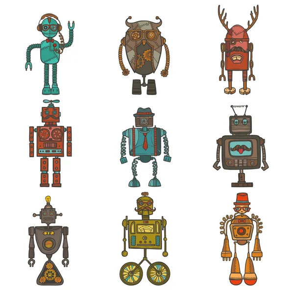 Hipster robot conjunto — Archivo Imágenes Vectoriales