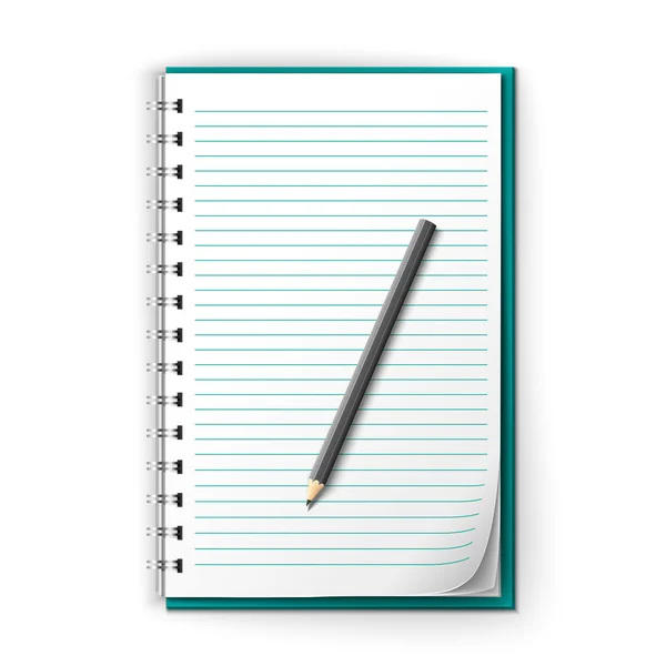 Lined notepad and pencil — Stock Vector