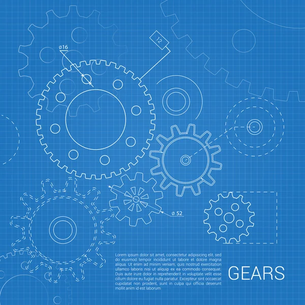 Gears drawing background — Stock Vector