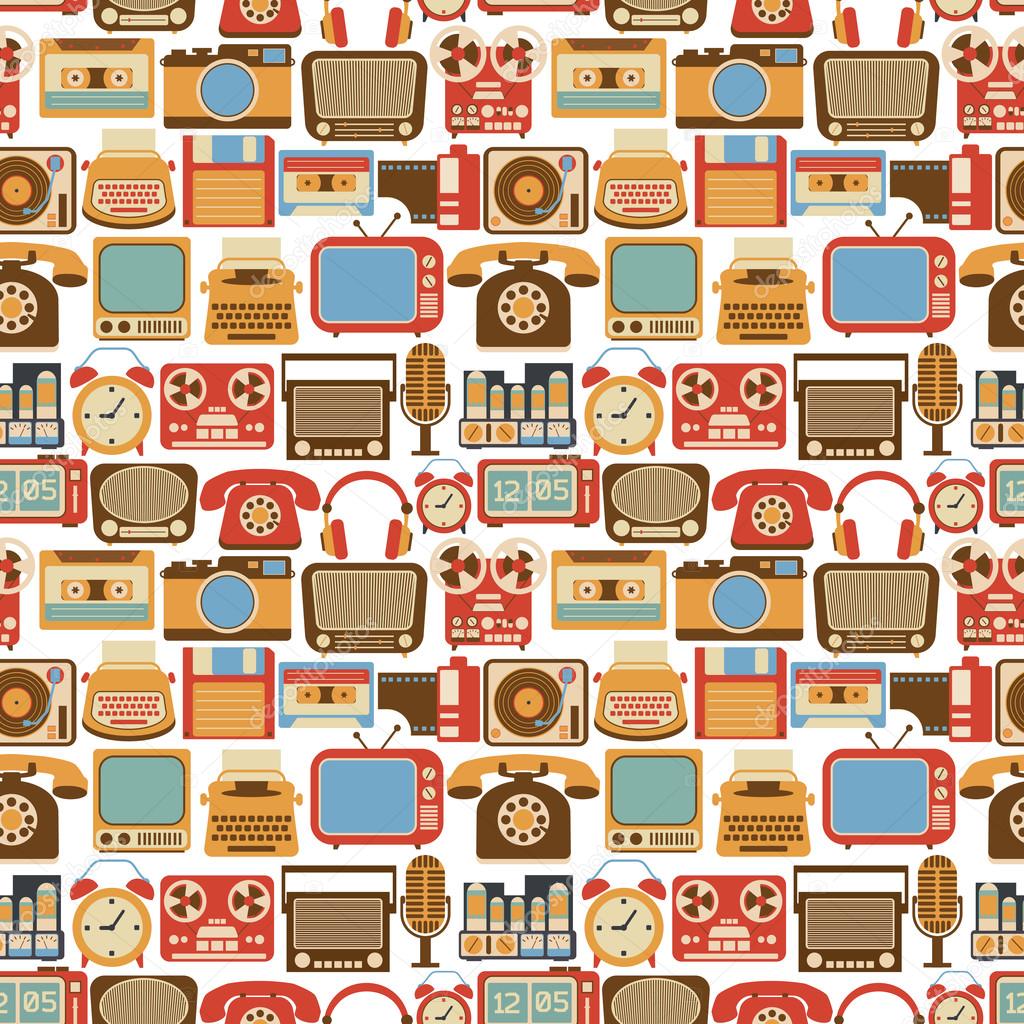 Vintage gadget seamless pattern