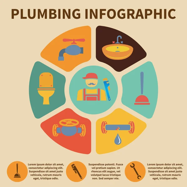 Instalatérství ikony infographic — Stockový vektor