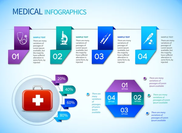 Origami infográficos modelo médico — Vetor de Stock