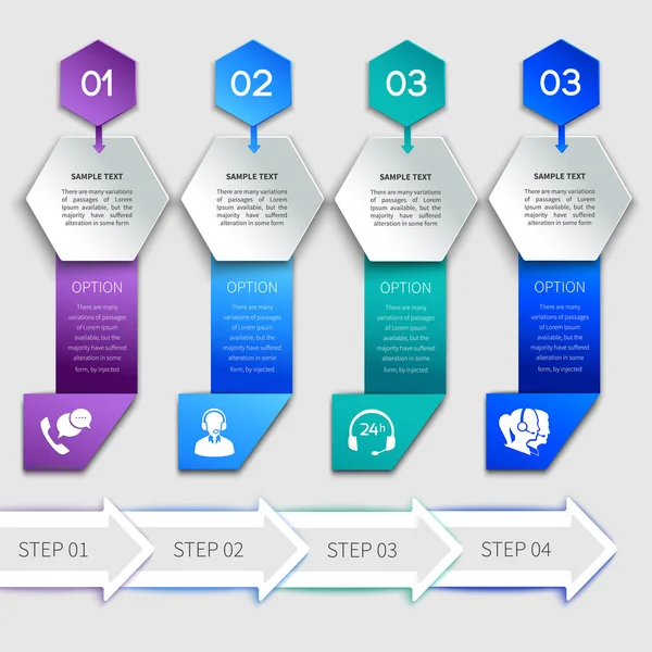 Modello di servizio di infografica Origami — Vettoriale Stock