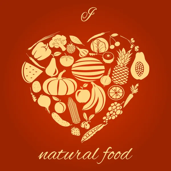Alimento natural coração — Vetor de Stock