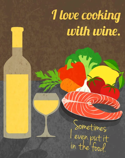 Cartaz de cozinha de vinho —  Vetores de Stock