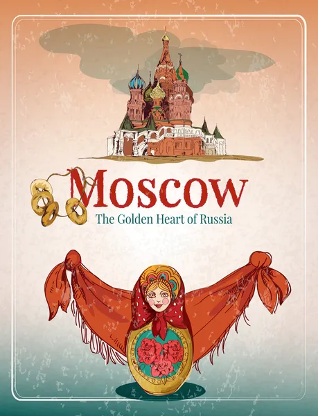 Affiche rétro Moscou — Image vectorielle