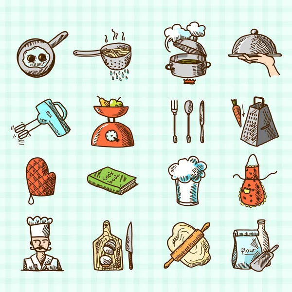 Croquis des icônes de cuisson — Image vectorielle