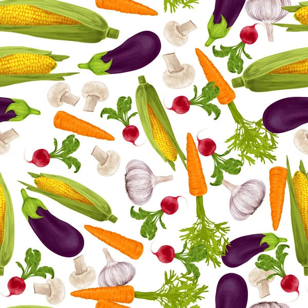 Vegetables realistic seamless pattern — Stock Vector