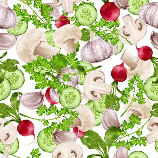 Mélange de légumes motif sans couture — Image vectorielle