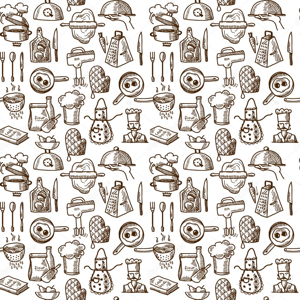 Cooking icons seamless pattern