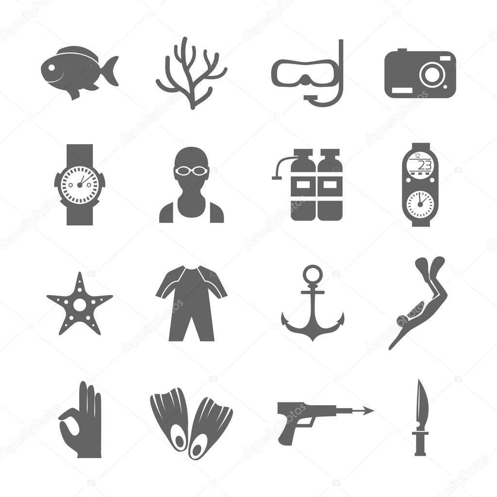 Diving icons black