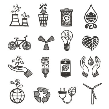 Ekoloji ve atık Icons set