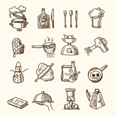 Cooking icons sketch clipart