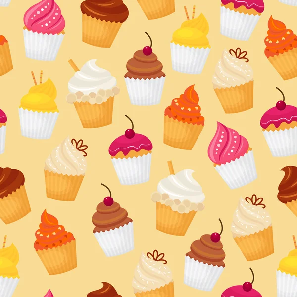 Cupcake sem costura padrão —  Vetores de Stock