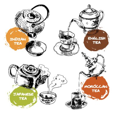 çaydanlık ve bardak Icons set