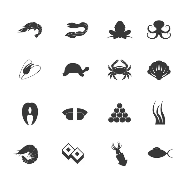 Meeresfrüchte-Symbole gesetzt — Stockvektor