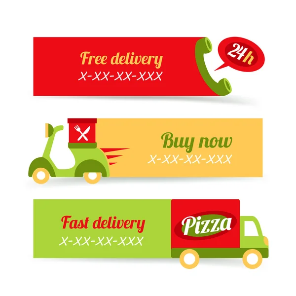 Pizza snabb leverans banners — Stock vektor