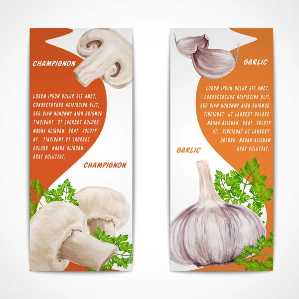 Knoflook champignon banners — Stockvector