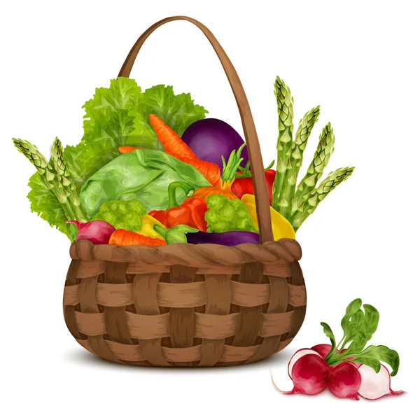 Vegetables in basket — Stock Vector