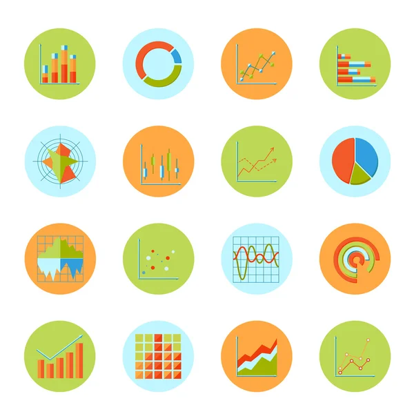 Business chart icons flat — Stock Vector