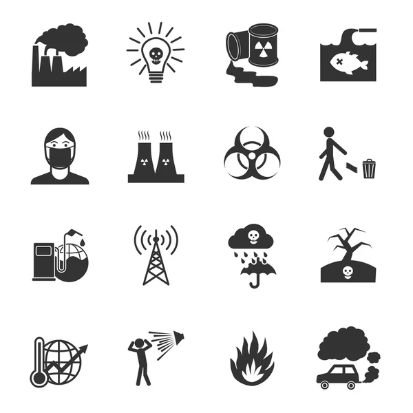 Pollution Icons Set — Stock Vector