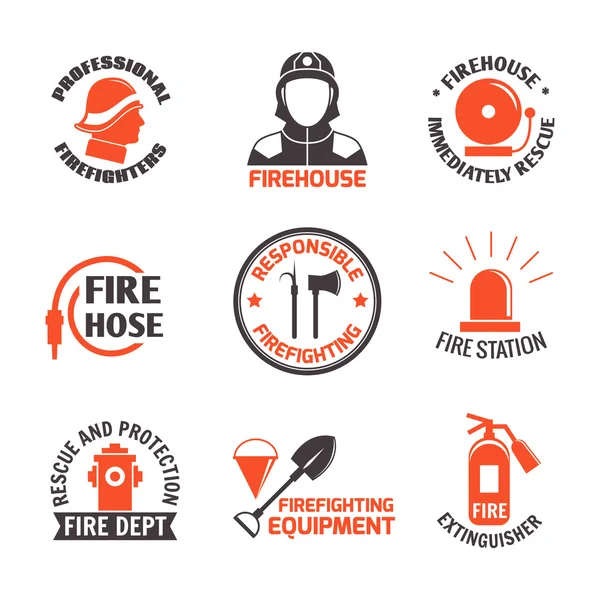 Firefighting label set — Stock Vector