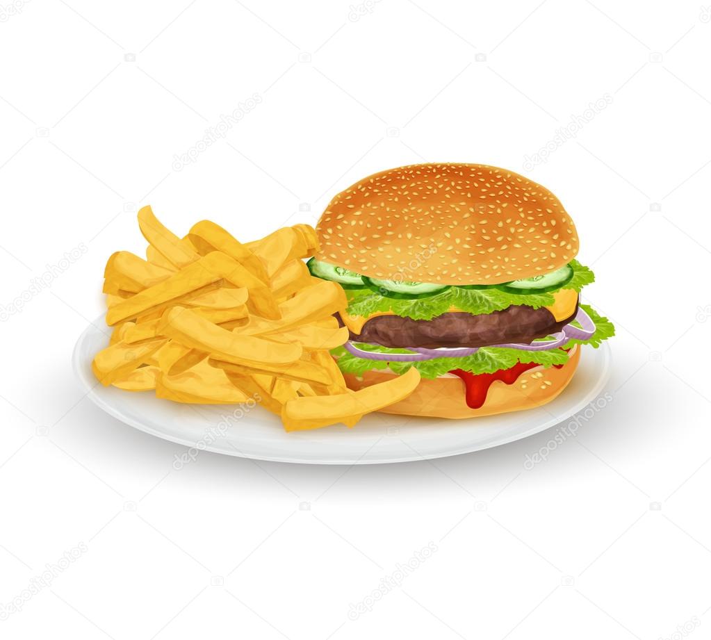 Hamburger on plate