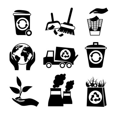 siyah ve beyaz ekoloji Icon set