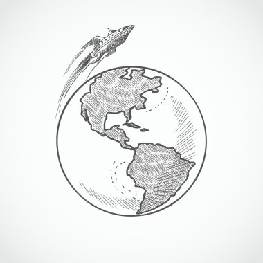 Aircraft icons globe vector