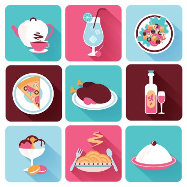 Restaurant Food Icons Flat clipart