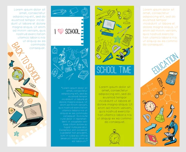 Ícones da educação escolar banners infográficos — Vetor de Stock