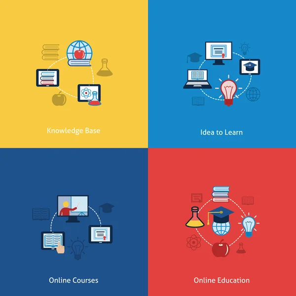 Icono de educación en línea Flat — Archivo Imágenes Vectoriales