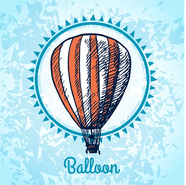 Hot air balloon poszter vázlat — Stock Vector