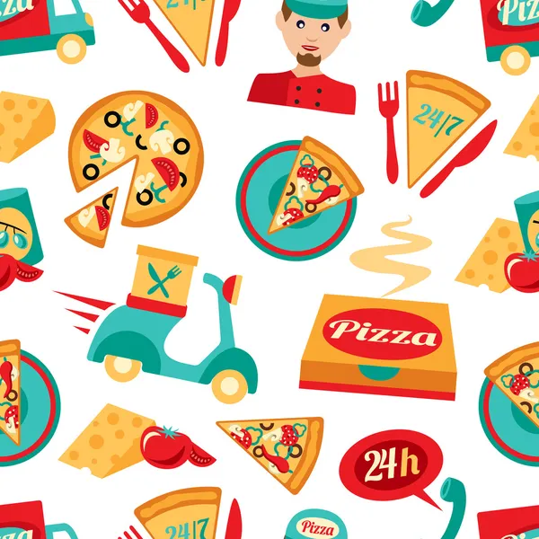 Pizza naadloos patroon — Stockvector