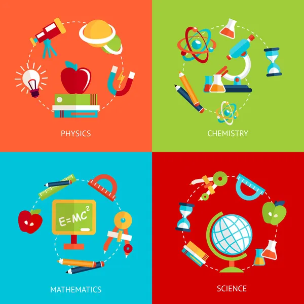 Iconos de educación plana — Vector de stock