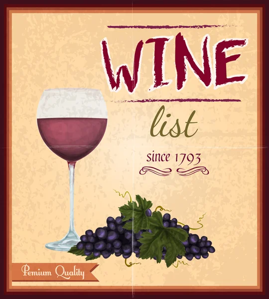 Daftar Wine poster retro - Stok Vektor