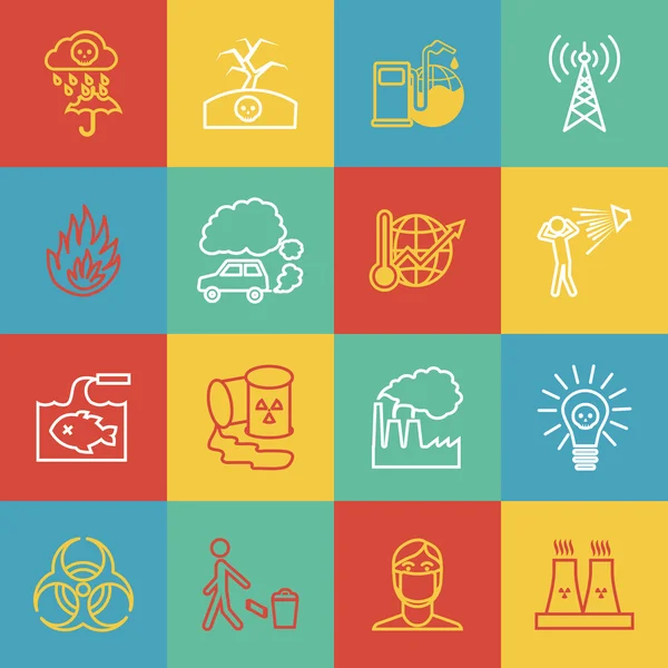 Pollution icons set — Stock Vector