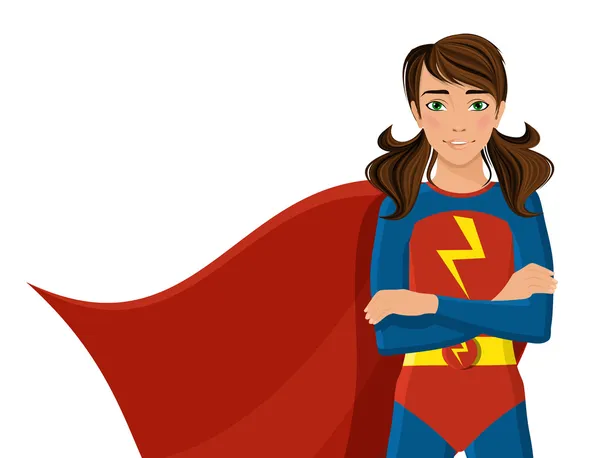 Flicka i superhjälte kostym — Stock vektor