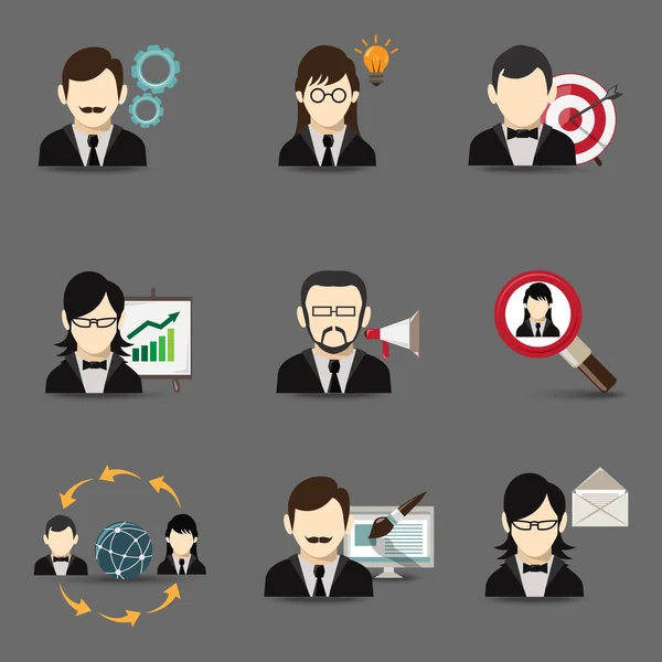 Iconos de gente de negocios — Vector de stock