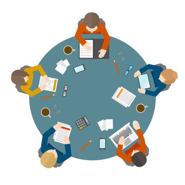 Business meeting in top view clipart