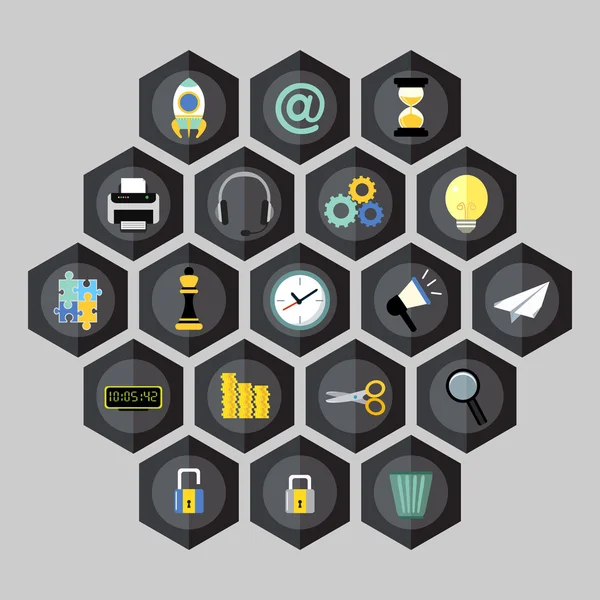 Hexagon business icons — Stock Vector