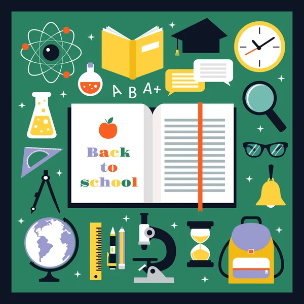 Back to school icons set — Stock Vector