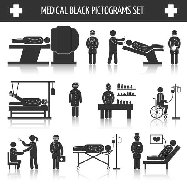 Medical black pictograms set — Stock Vector